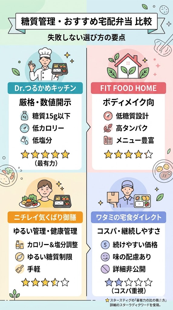 糖質制限おすすめ宅配弁当比較表