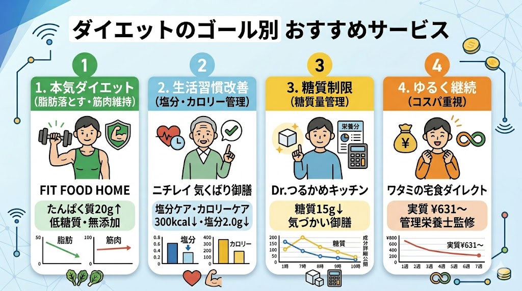 ダイエットのゴール別に選ぶべきサービスはこれ