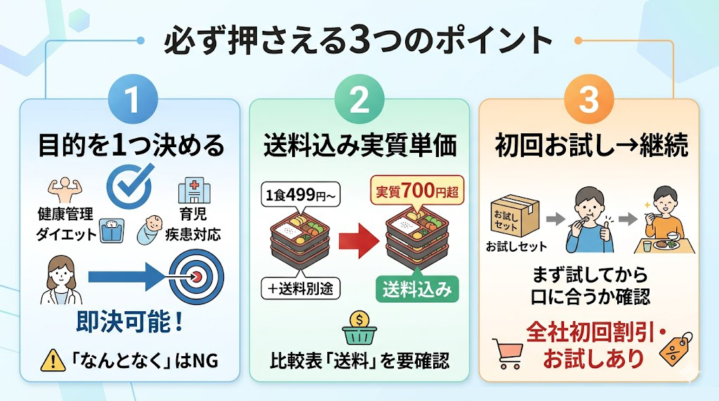 失敗しない宅配弁当の選び方3つのポイント