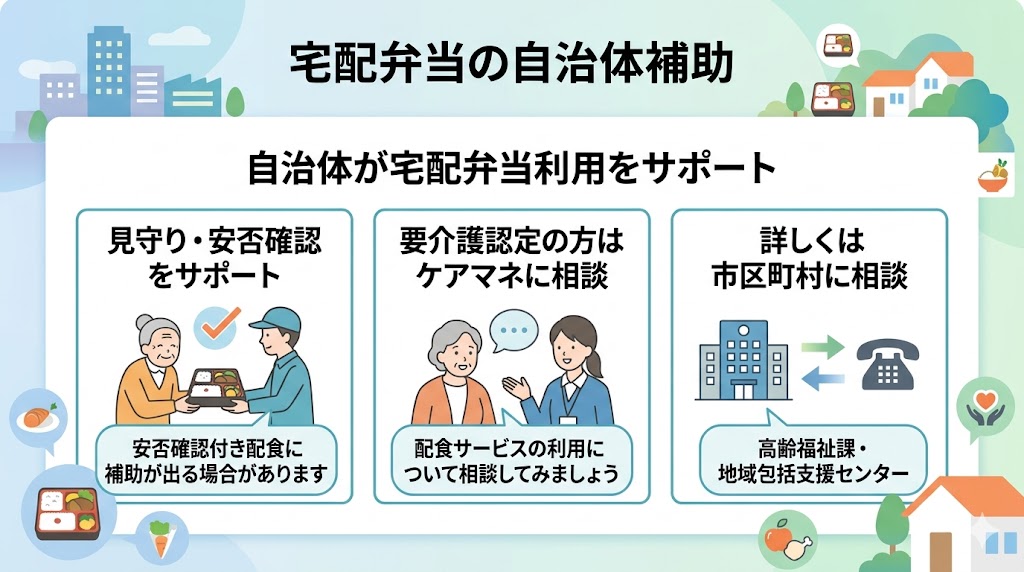 高齢者宅配弁当の自治体補助金について補足図