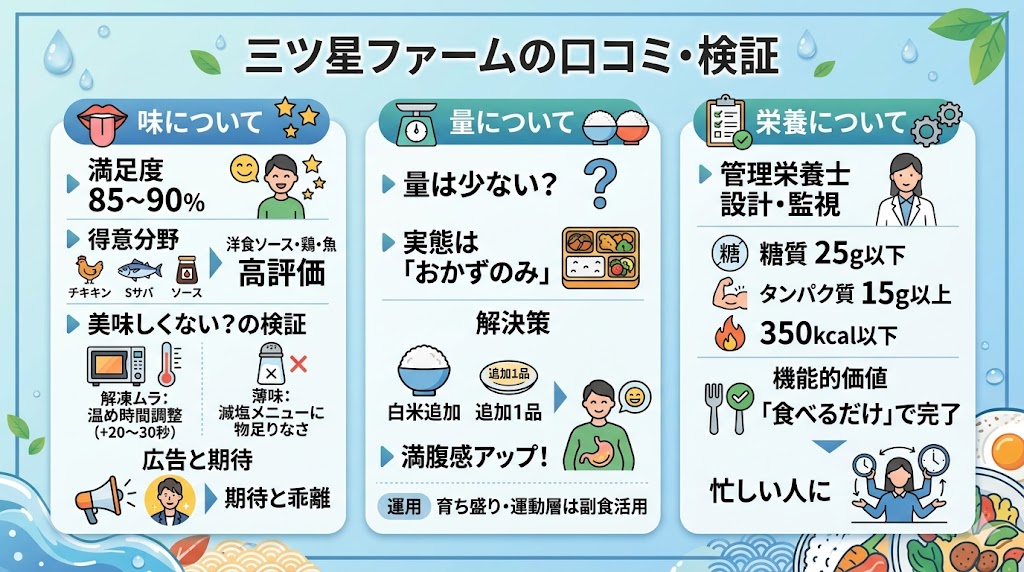 三ツ星ファームはまずい?味・量・栄養の口コミ