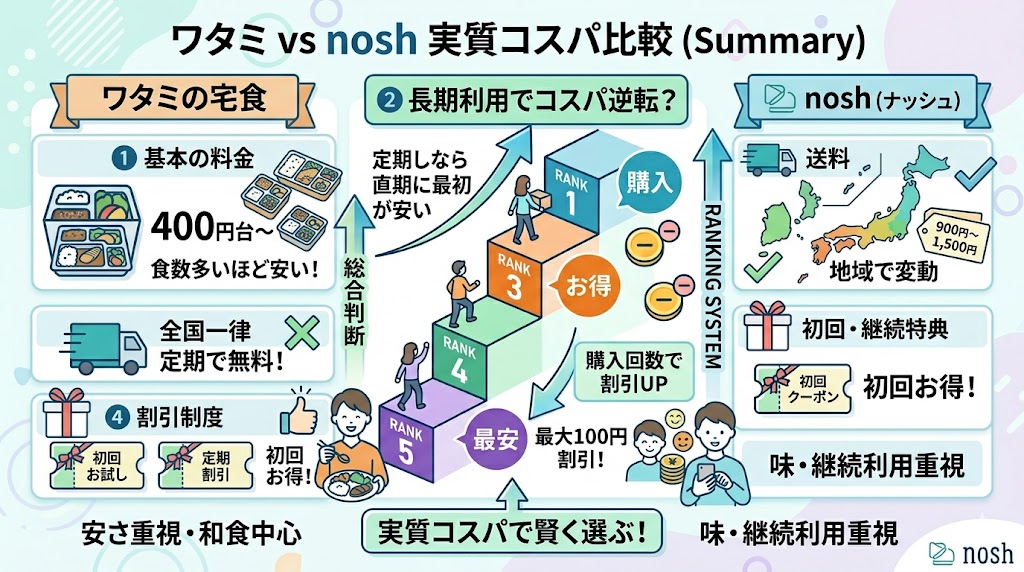 ワタミvsnoshコスパ比較