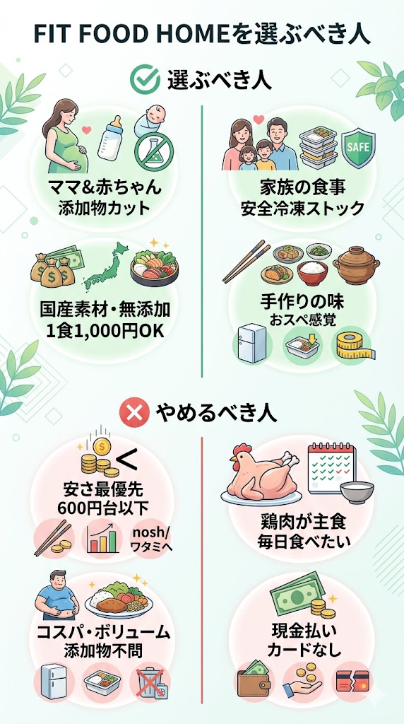 FIT FOOD HOMEを選ぶべき人やめるべき人