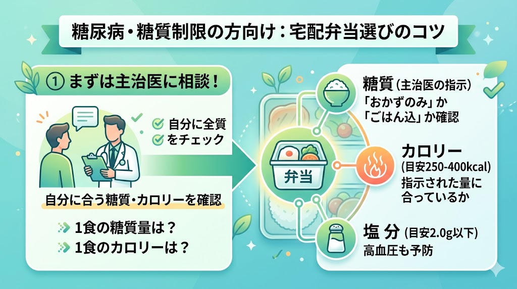 糖尿病・糖質制限の方向けの宅配弁当の選び方