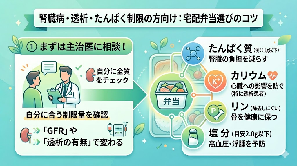腎臓病・透析・たんぱく制限の方向けの宅配弁当の選び方
